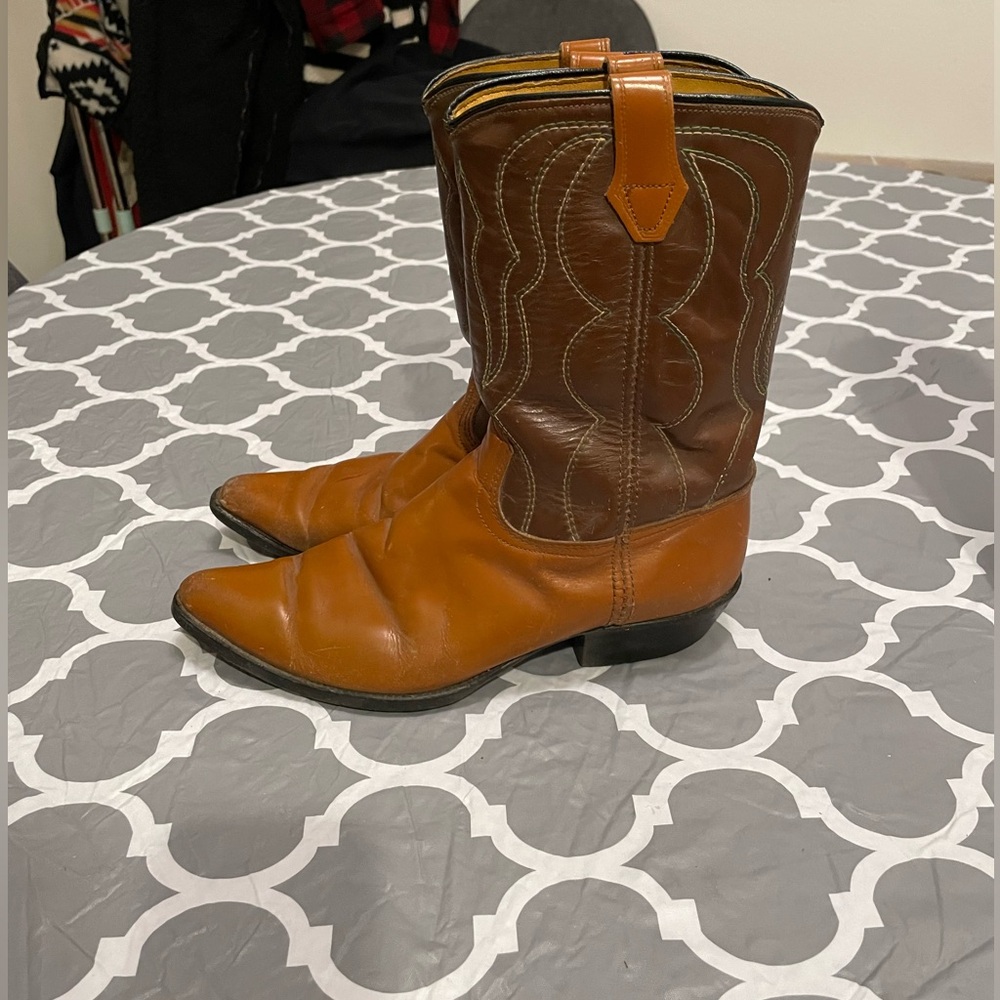 Preowned Leather Men’s Cowboy Boots Size 5